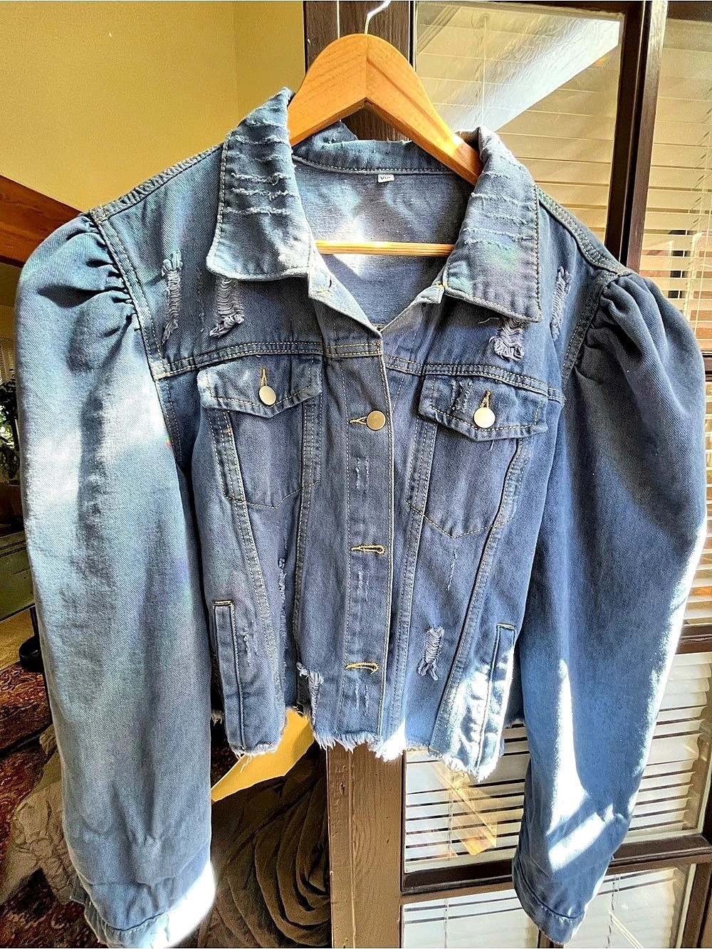 Distressed cropped Denim Jacket Size XXL